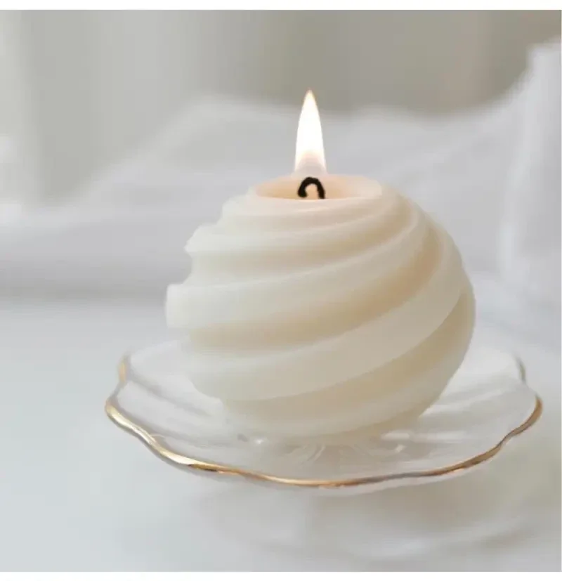 Cream Swirl Sphere Candle