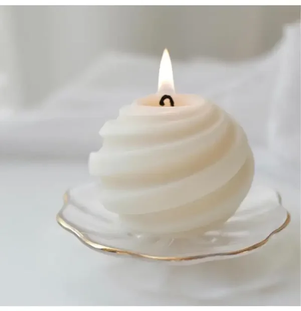 Cream Swirl Sphere Candle