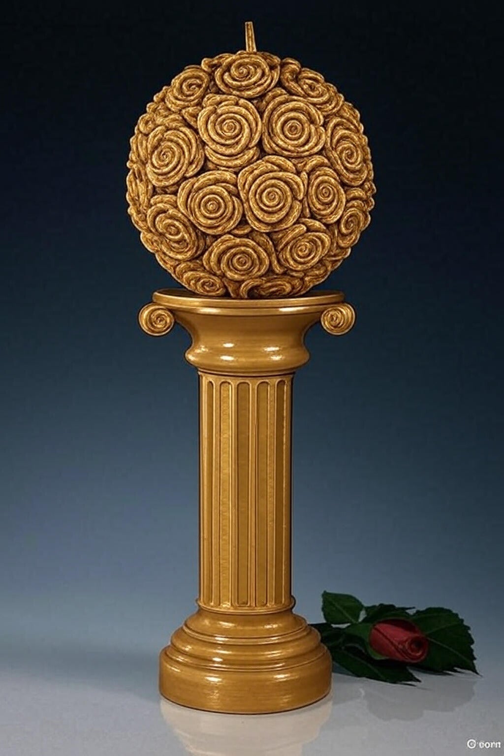 Luxury Golden Rose Sphere Candle – 18cm Grand Edition