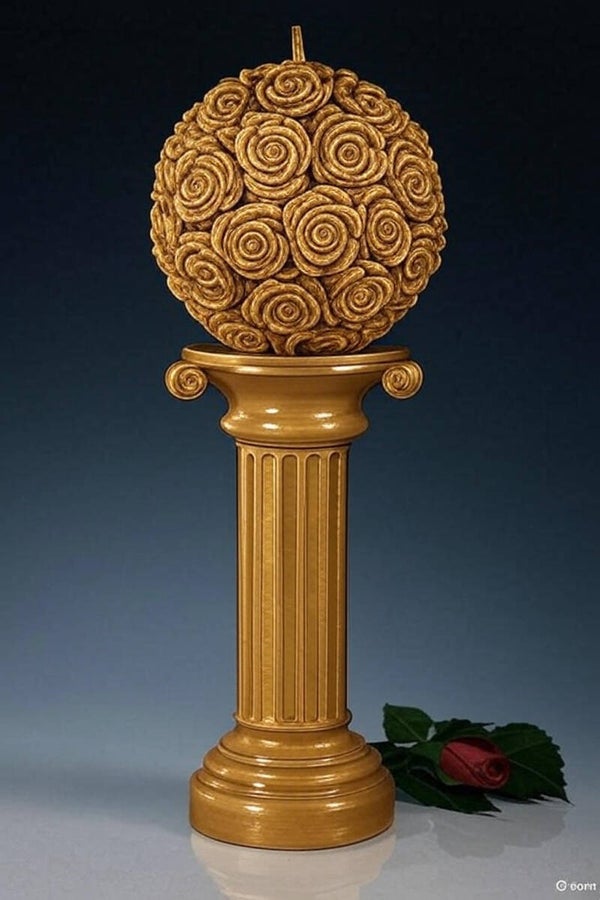 Luxury Golden Rose Sphere Candle – 18cm Grand Edition