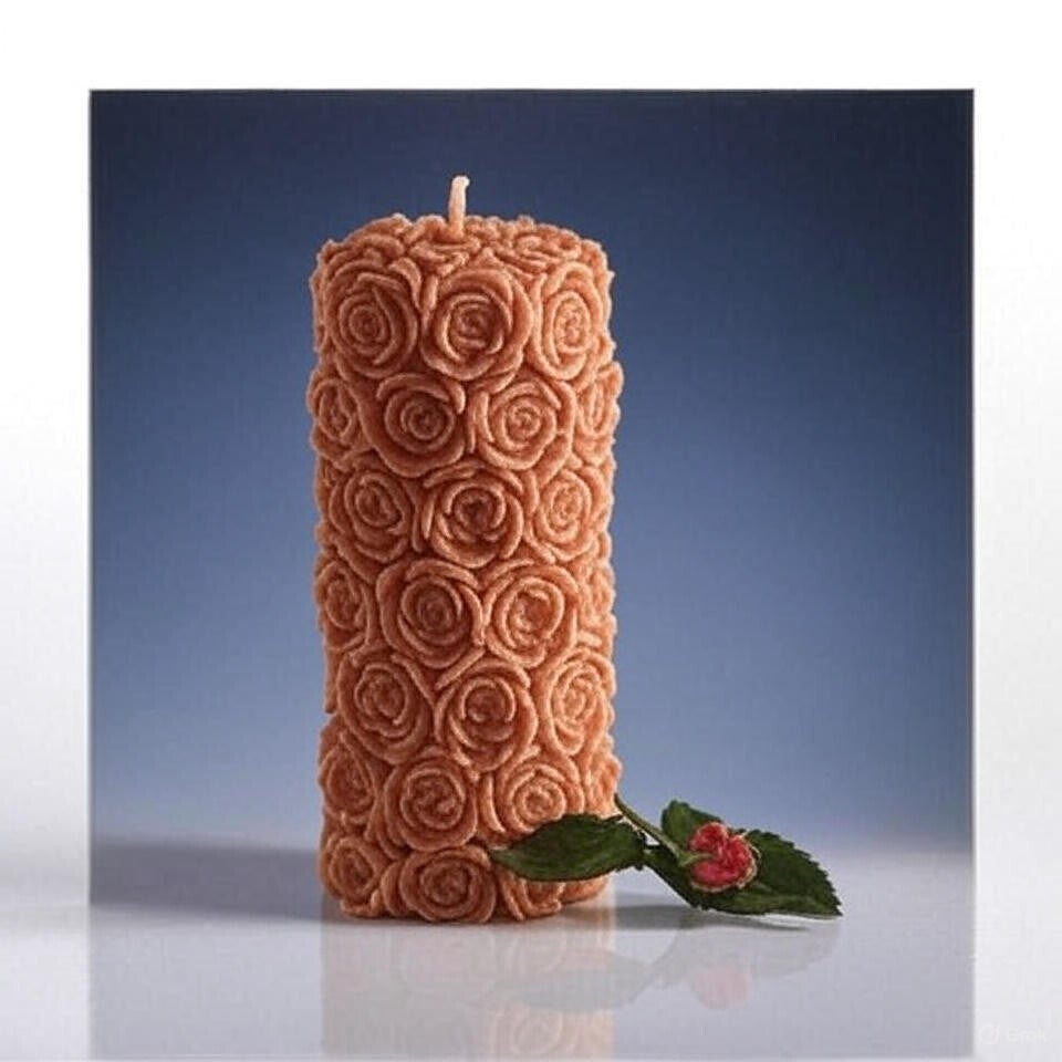 Peach Rose Pillar Candle