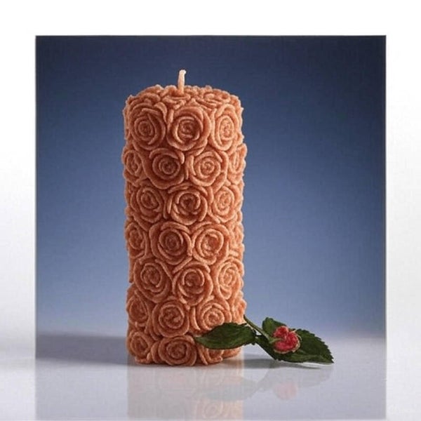 Peach Rose Pillar Candle