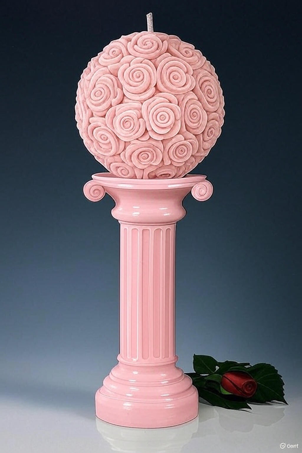 Pink Rose Ball Candle – 18cm Romantic Centrepiece