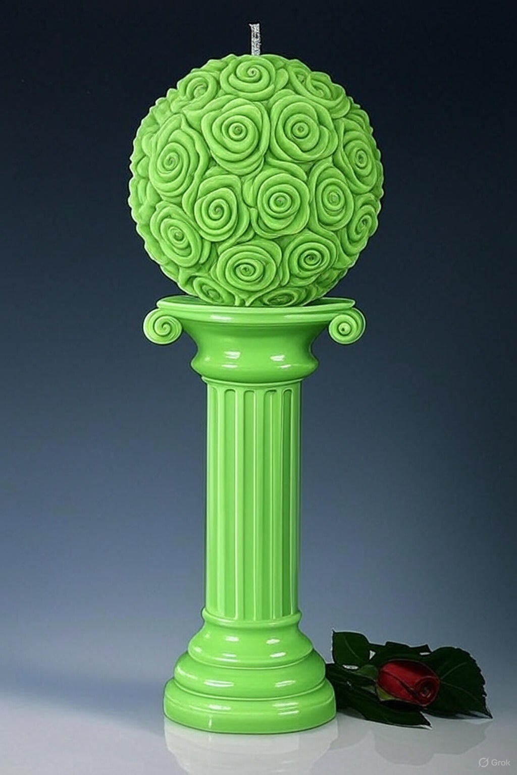 Lime  Green Amelia Amour 18cm Rose Ball Unscented Candle