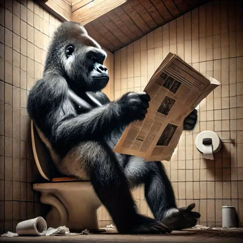 Gorilla op het toilet - Diamond painting