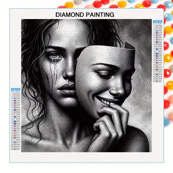 Vrouw met masker - Diamond painting
