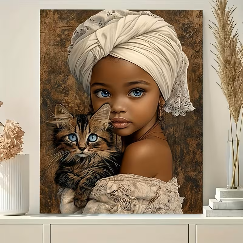 Meisje met kat - Schilderen op nummer