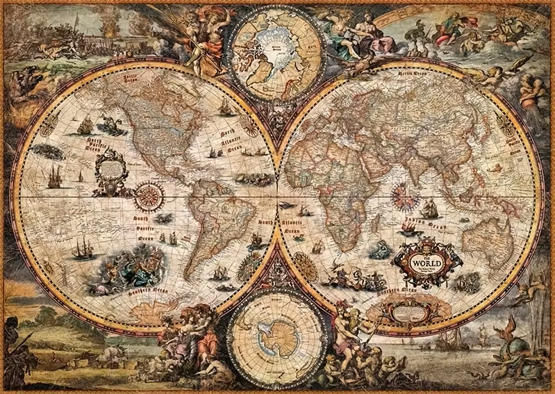 Historische wereldkaart - puzzel
