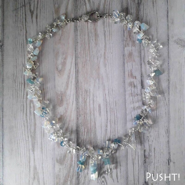 Reserved for M | Bridal opal and angelite jewelry set