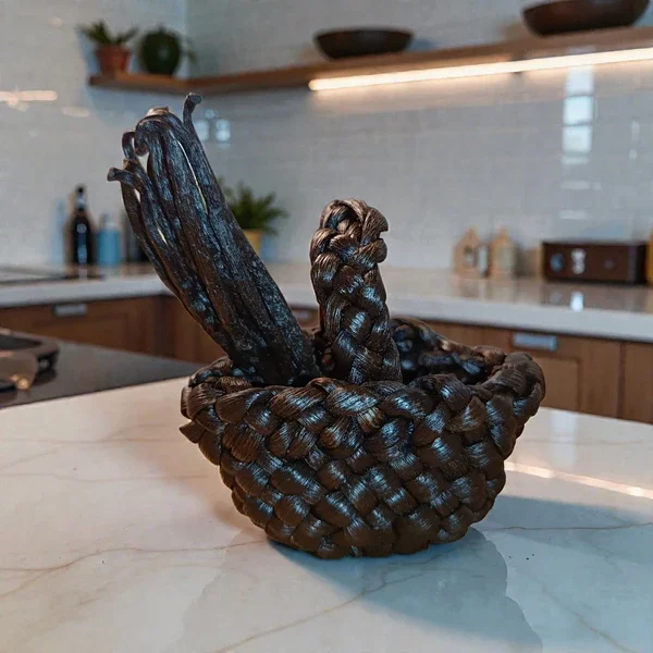 Panier de vanille - vanille tressée - oeuvre d'art - fait à la main à Sambava Madagascar