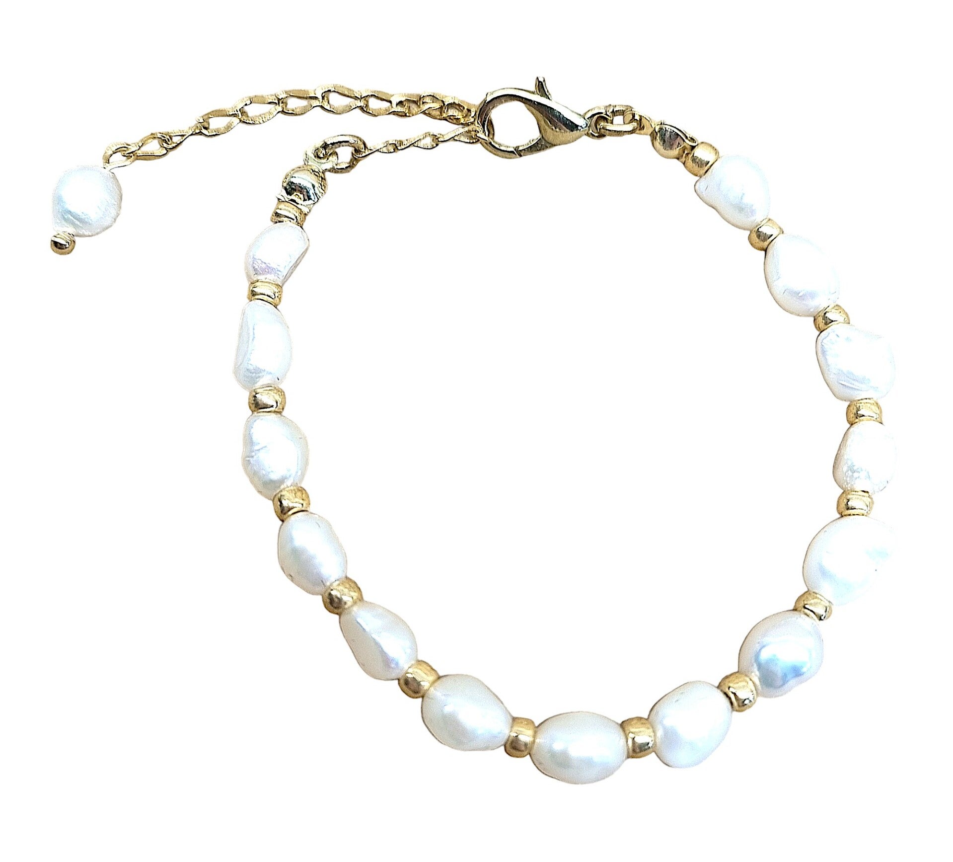 Winter Bride Armband #2 – Handgemaakte Zoetwaterparel Armband met Verlengketting | Luclo Arts