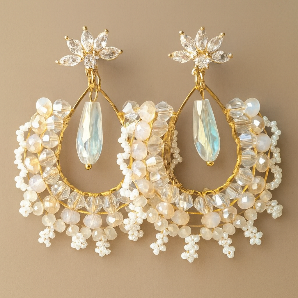 Winter Bride Oorbellen #8 – Handgemaakte Oorbellen met Zachte Winterglans | Luclo Arts