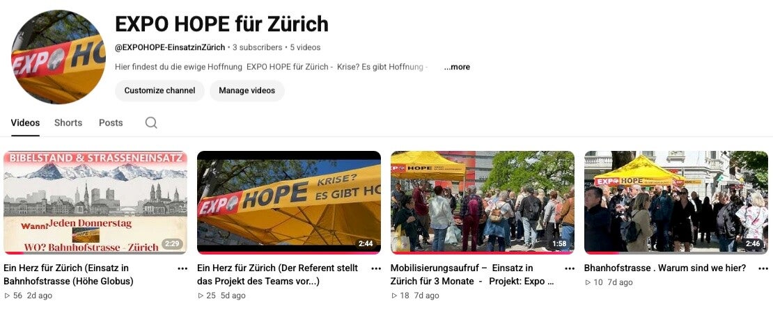 http://www.youtube.com/@EXPOHOPE-EinsatzinZūrich