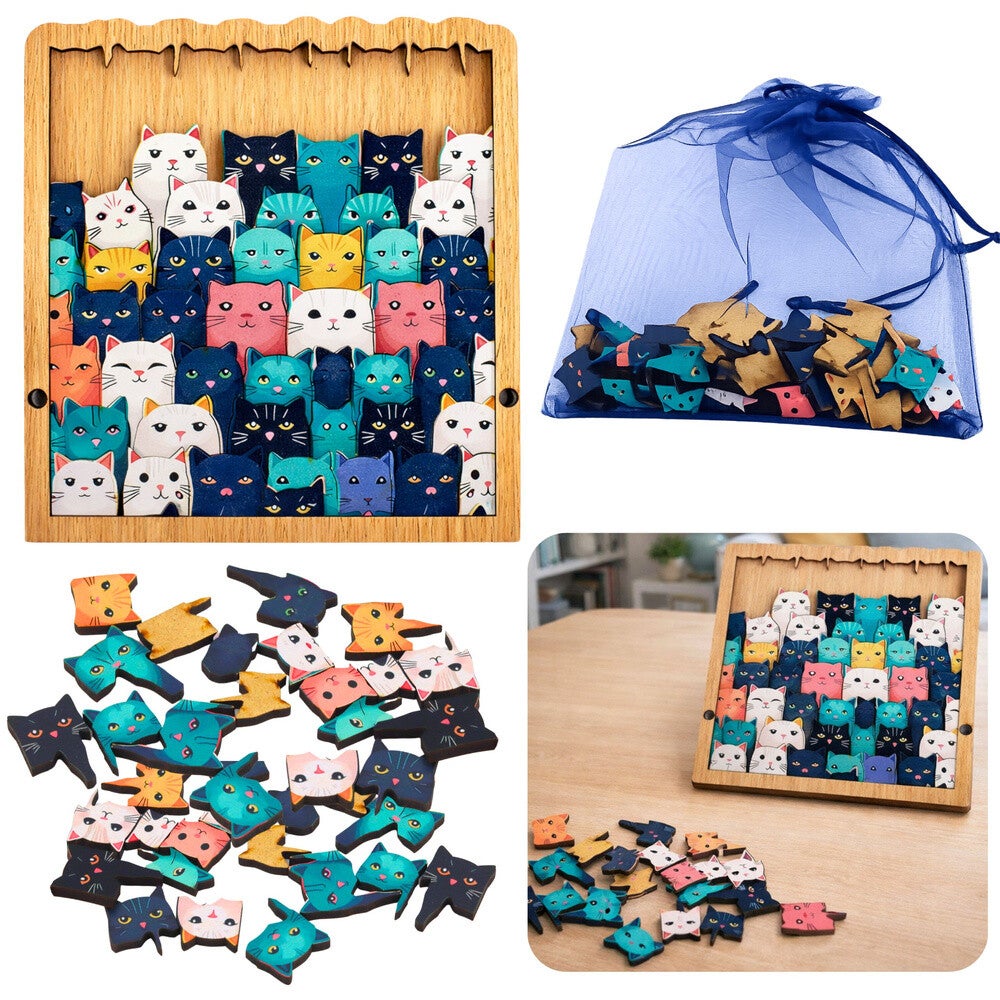 DREWNIANE PUZZLE KOTKI
