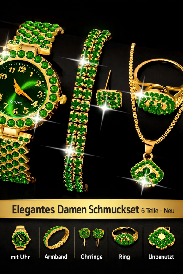 Elegantes Damen Schmuckset mit Uhr – 6 Teile