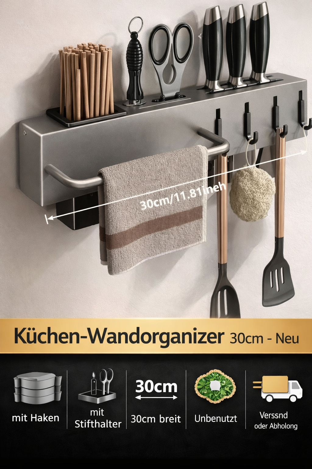 Küchen-Organizer für die Wand mit Haken