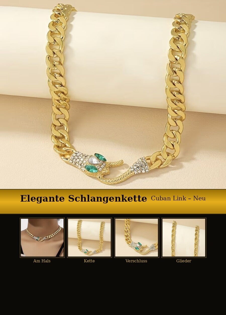 Elegante goldfarbene Damen Halskette mit Panther Anhänger – Neu