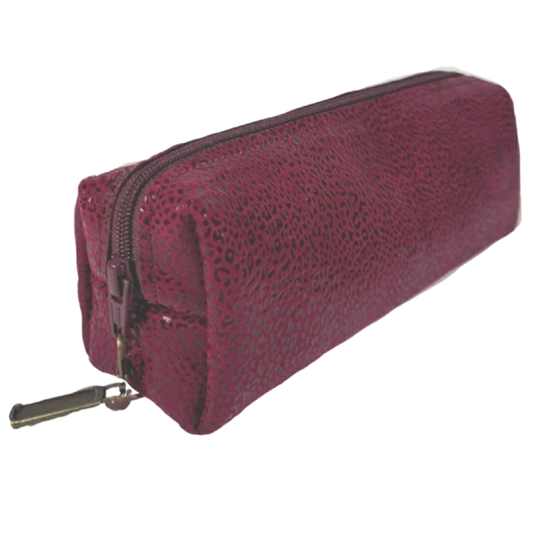 Pennenzak met bordeaux tijgerprint