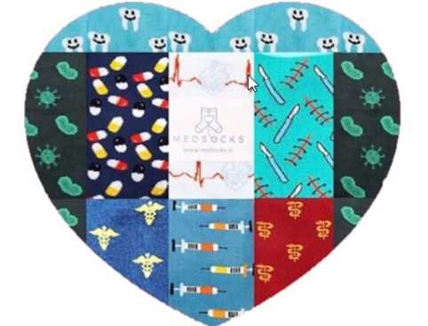 Vrolijke sokken met een medische tint voor al het zorgpersoneel!