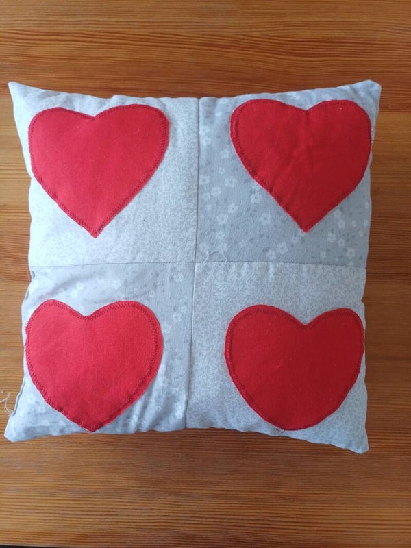 Four Hearts Pillow – Handmade with Love
