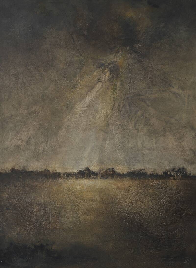 Gebaand licht, olieverf op papier, 70 x 90 cm