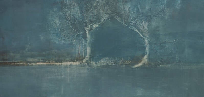 Bomen die dromen, olieverf op papier op dibond, 105 x 50 cm (ong.)