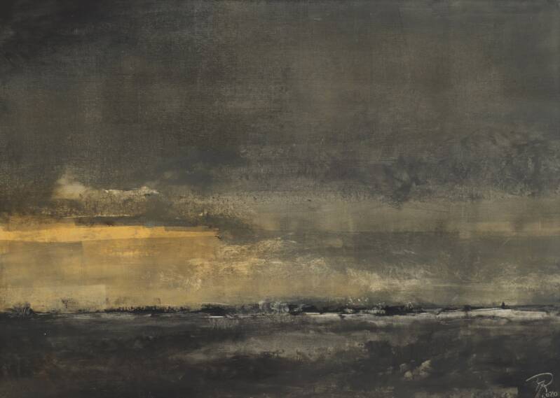 Licht in de duisternis, olieverf en koude was,  70 x 50 cm