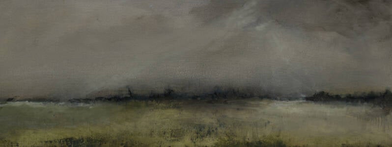 Klein panorama, olieverf op papier, 65 x 25 cm