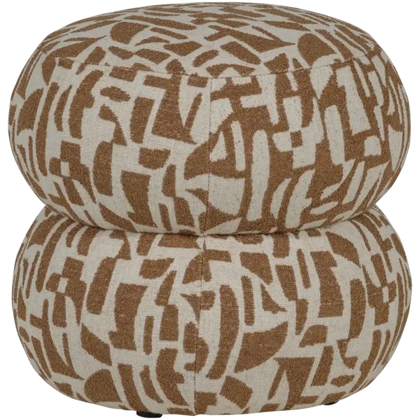 Poef bruin | ANIC MET GRAFISCH PATROON  | 40x43 cm