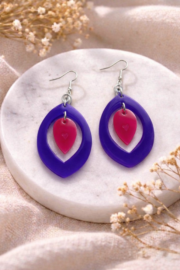 Boucle d'oreille 💜pop et heart🩷