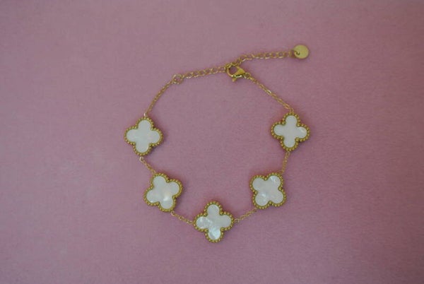 ARMBAND KLAVER WIT - GOUD