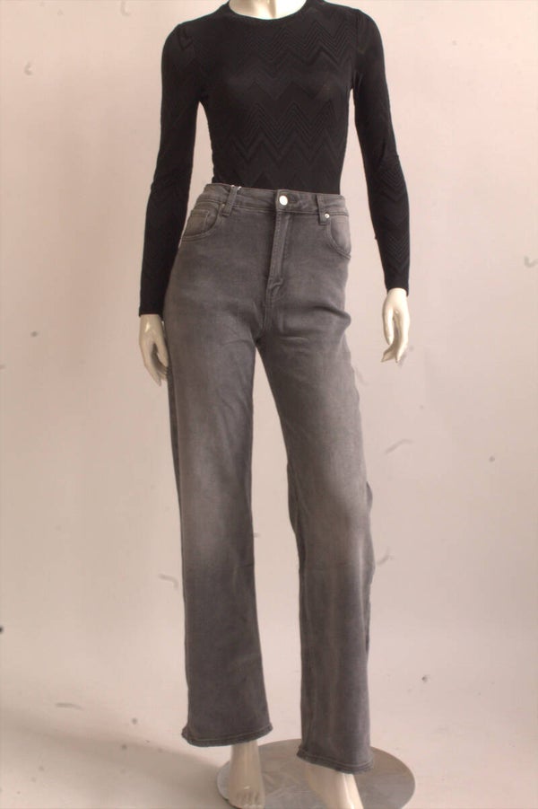 JEANS STRAIGHT MET STRETCH - GRIJS
