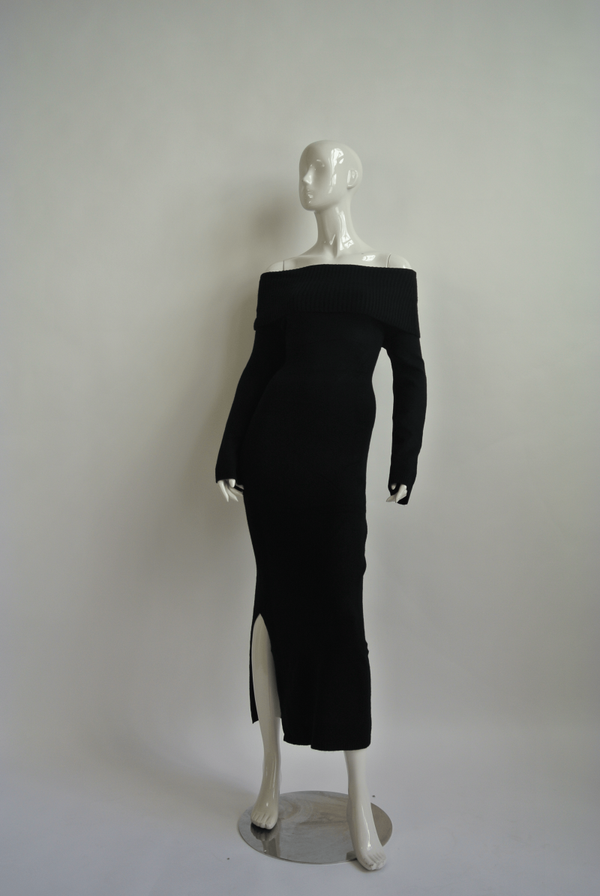 JURK OFF-SHOULDER - ZWART