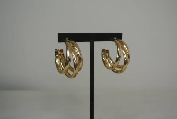 OORBELLEN 3 RINGEN - GOUD
