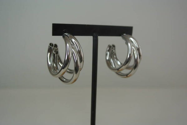 OORBELLEN 3 RINGEN - ZILVER