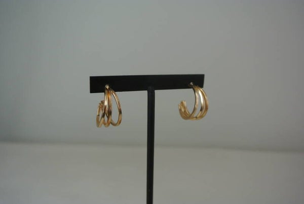 OORBELLEN 3 RINGEN KLEIN - GOUD