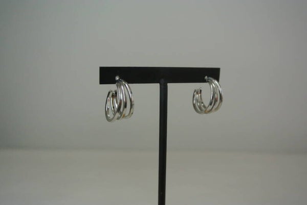 OORBELLEN 3 RINGEN KLEIN - ZILVER