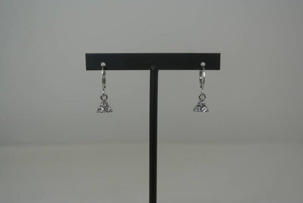 OORBELLEN 3 STEENTJES - ZILVER