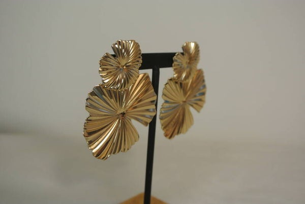OORBELLEN BLOEM DUBBEL - GOUD