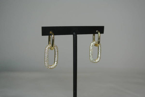 OORBELLEN DUBBEL OVAAL DIAMANT - GOUD
