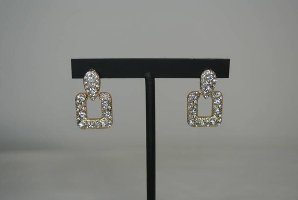 OORBELLEN VIERKANT DIAMANT GROOT - GOUD
