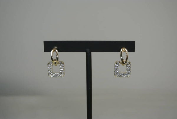 OORBELLEN VIERKANT DIAMANT KLEIN - GOUD