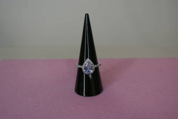 RING OVAAL DIAMANT - ZILVER