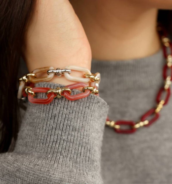 Chain armband rood