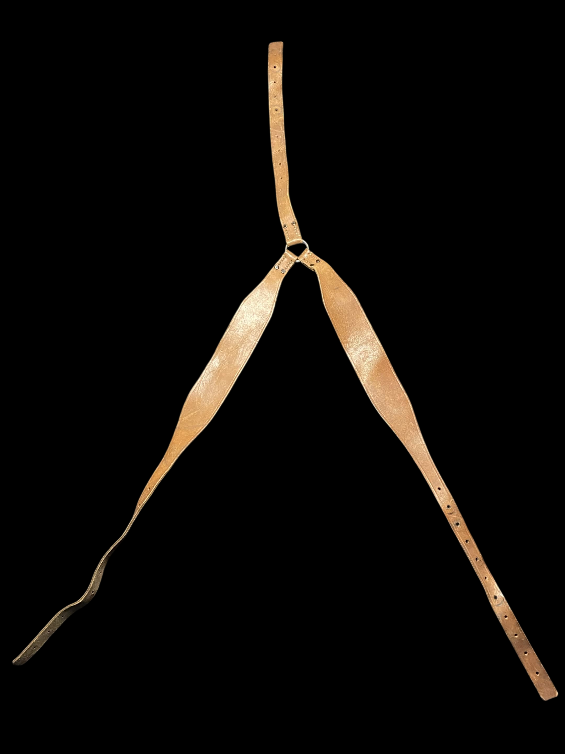 Bretelles de suspension de brelage français Modèle 45 — Cuir fauve — Indochine / Algérie