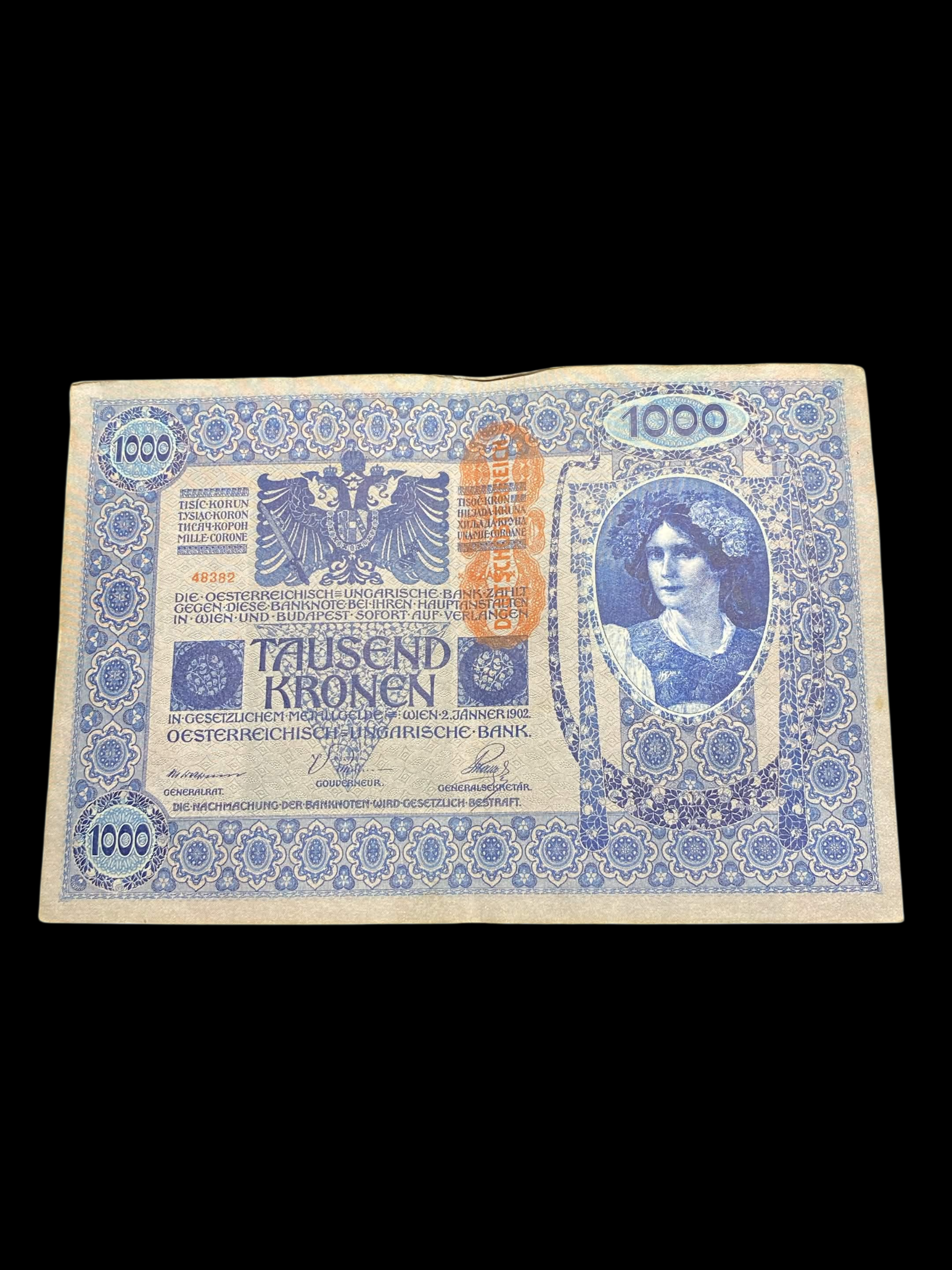Billet austro-hongrois 1000 Kronen — 1902, supplément Deutschösterreich