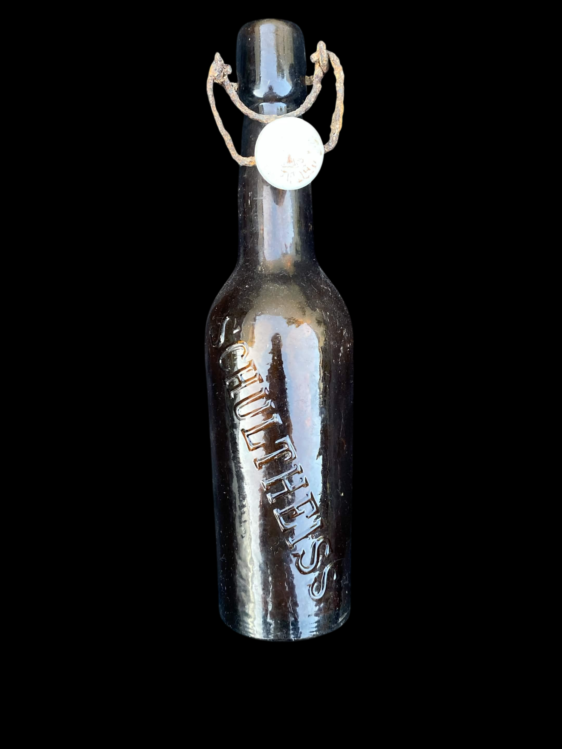 Bouteille de bière allemande Schultheiss – bouchon porcelaine