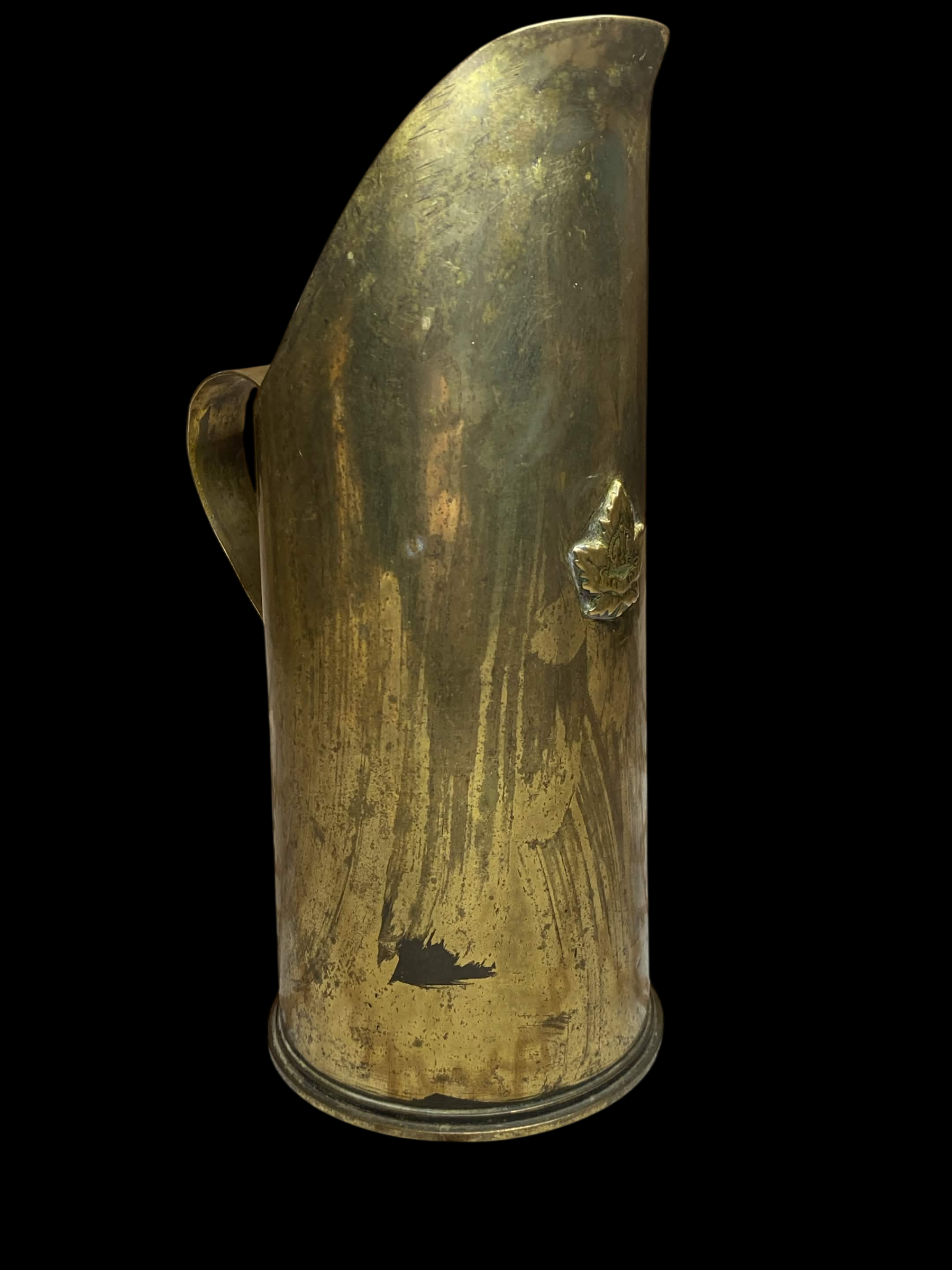 Broc d'art des tranchées – douille de 18-Pounder Mk II datée 1915 – insigne canadien CEF
