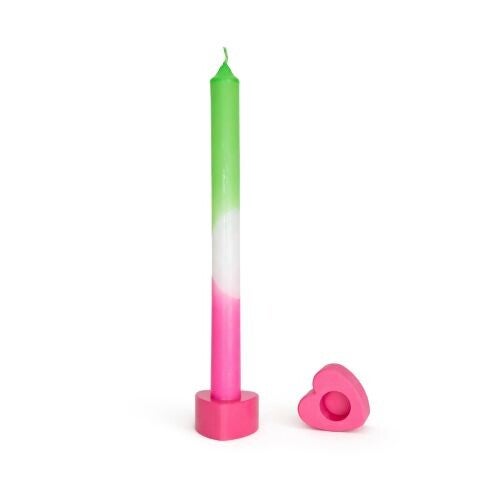 Dip Dye kaars groen - wit - roze