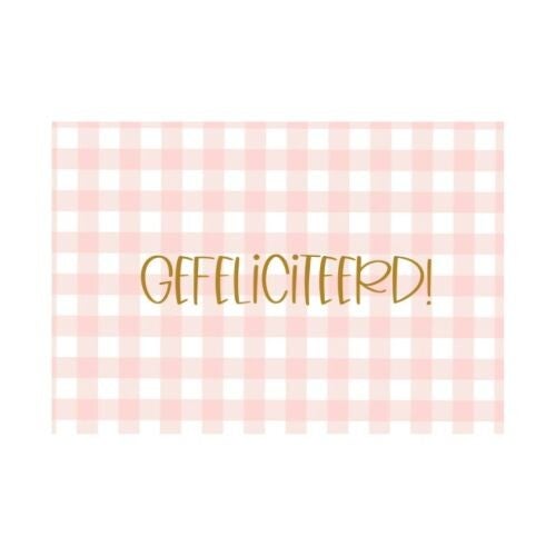 Ansichtkaart - gefeliciteerd - roze